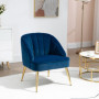 Fåtölj i Retrodesign Sammet Blå Guld