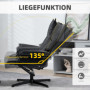 Relax Stol med Fottpall, Stålram, Fällbar Rygg, Svart Läder