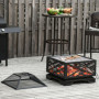 Eldstad Fyrkantigt med Grillgaller 66 x 66 cm Svart