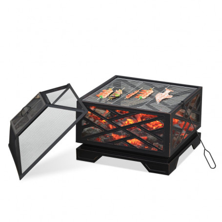 Eldstad Fyrkantigt med Grillgaller 66 x 66 cm Svart