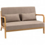 Soffa 2-sits Retro Design med 2 Kuddar Brun
