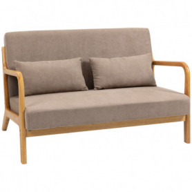 Soffa 2-sits Retro Design med 2 Kuddar Brun
