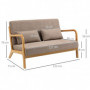 Soffa 2-sits Retro Design med 2 Kuddar Brun
