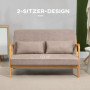 Soffa 2-sits Retro Design med 2 Kuddar Brun
