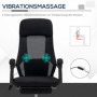 Kontorsstol med Massagefunktion och Fotstöd, Mesh Svart