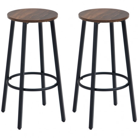 2-pack Barstolar Rund Industri Vintage Brun Ø30 x 65H cm