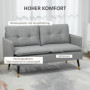 Soffa 2-sits Retro Design Ljusgrå, Svartben 139 x 68 x 80 cm