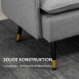 Soffa 2-sits Retro Design Ljusgrå, Svartben 139 x 68 x 80 cm