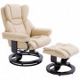 Relax Fåtölj med Fotpall - Fällbart Ryggstöd Beige