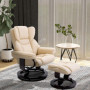 Relax Fåtölj med Fotpall - Fällbart Ryggstöd Beige
