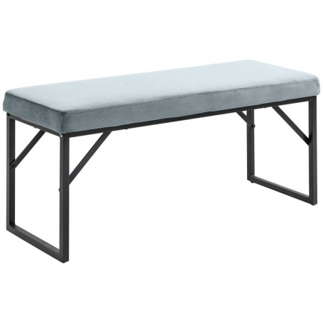 Bänk 100 x 35 x 47 cm, Sammet Grå Dyna - Svart Metallram