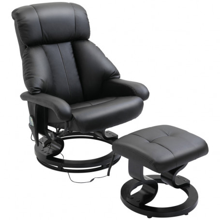 Relax Fåtölj med Massagefunktion och Fotstöd Konstläder Svart