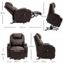 Avslappningsfåtölj med Lyfthjälp och Fjärrkontroll Brun Läder
