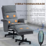 Massagefåtölj med Fotpall och Fjärrkontroll Grå Linne