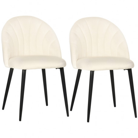 2-pack Matsalsstolar Sammet Beige Skalformat
