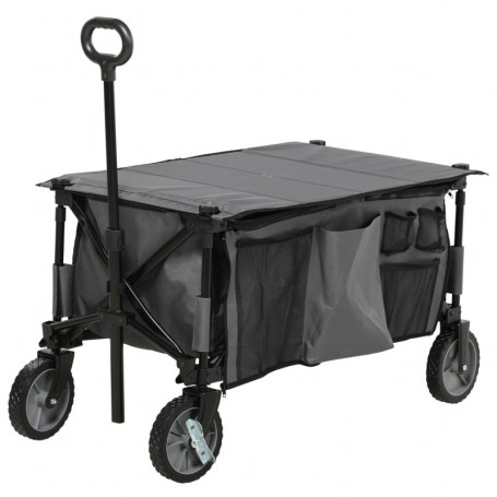 Fällbar Picknickvagn med Lock 125 L Mörkgrå 108 x 55 x 93 cm