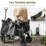 Fällbar Picknickvagn med Lock 125 L Mörkgrå 108 x 55 x 93 cm