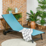 Solstol med Hjul Aluminiumram Mesh Blå 195 x 66 x 34 cm