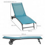 Solstol med Hjul Aluminiumram Mesh Blå 195 x 66 x 34 cm