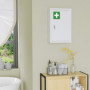Medicinskåp 30 x 46 x 14 cm Låsbar med 3 Fack Metall Vit