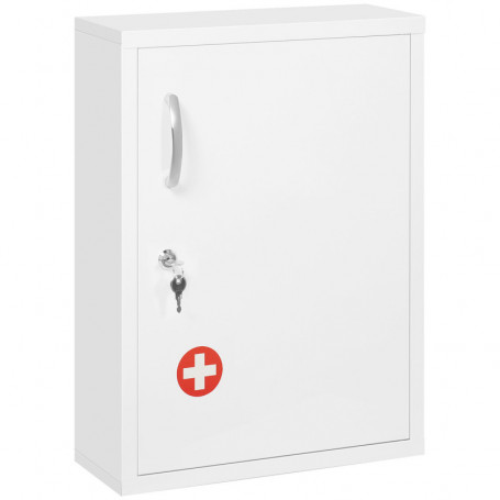 Medicinskåp 40 x 53,5 x 15 cm Låsbar 3 Fack med Receptfack Vit