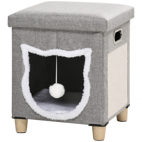Kattkoja med Lekboll Tvättbar Kudde 35,5 x 35,5 x 42,5 cm