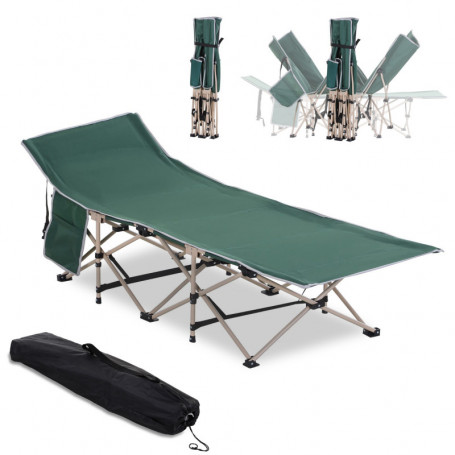 Campingsäng med Tygpåse Grön - Beige 190 x 68 x 52 cm