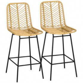 2-pack Barstolar med Rygg Rotting Boho-Design Sitthöjd 66 cm
