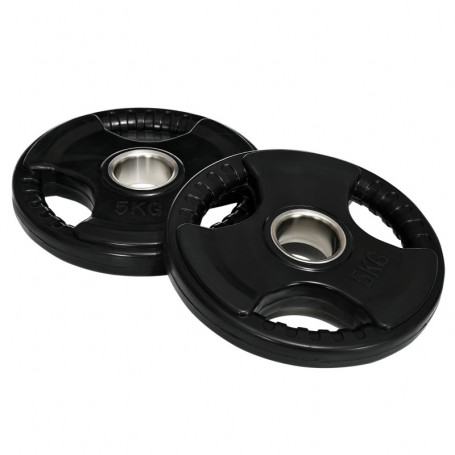 Viktskivor set 2×5 kg – järn med gummibeläggning, Ø24×3,5 cm, 5 cm ...