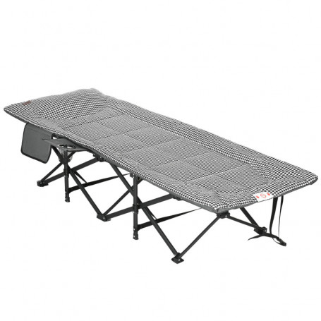 Campingsäng med Mugghållare Vikbar 186 x 68 x 48 cm Svart-Vit