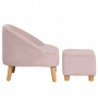 Barnfåtölj med Pall Sammet Rosa
