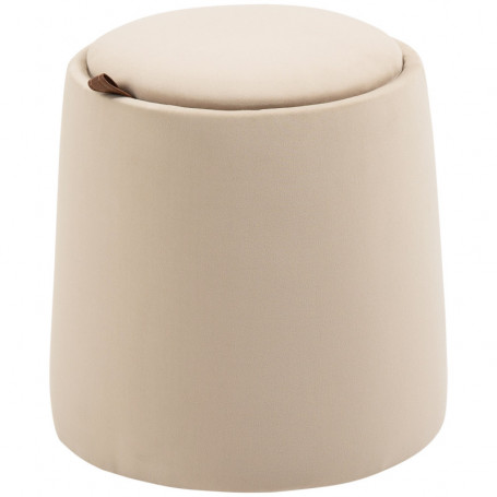 2-i-1 Pall / Sidobord med Förvaring Ø44 x 47,5 cm Sammet Beige