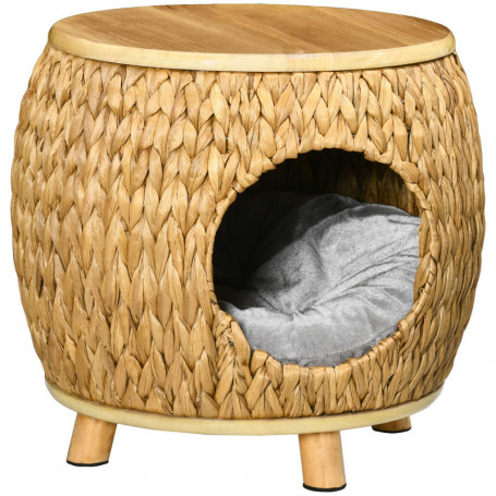Kattkoja med Sittpall Rotting, Tvättbar Kudde 44 x 43 x 42 cm