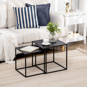 Soffbord Set om 2 Modern Design Svart 40 x 40 x 40 cm