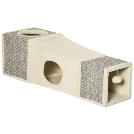 Klöspelare Tunnel med Kattkoja 98 x 30 x 30 cm Brun Beige