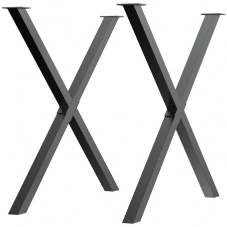 Bordsben 2 st i X-form 72 (H) cm Järn Svart