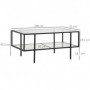 Soffbord Härdat Glasskiva Stålram 100 x 55 x 45,5 cm Svart