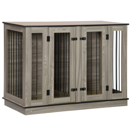 Hundbur Modern Design med Avdelare Låsbar Brun