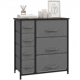 Byrå med 7 Tyglådor 63,5 x 30 x 71 cm Grå - Svart