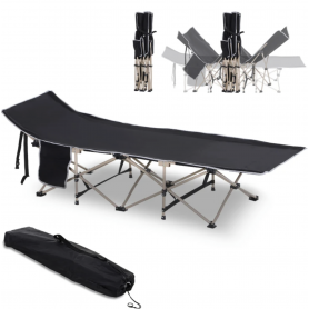 Campingsäng Hopfällbar 190 x 68 x 52 cm Svart