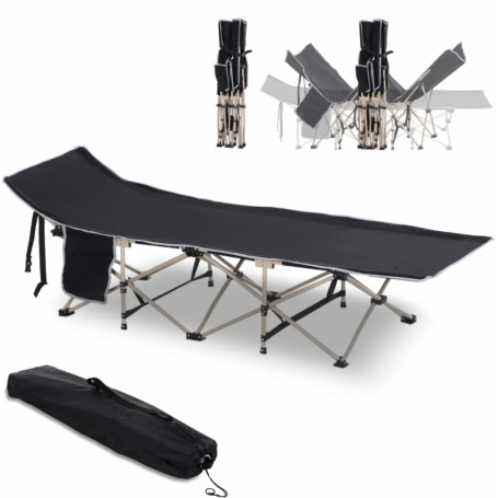 Campingsäng Hopfällbar 190 x 68 x 52 cm Svart