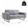 Soffa 2-sits Vista med Stora Armstöd Ljusgrå 145 x 82 x 78 cm