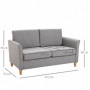 Bekväm Soffa 2-sits 141 x 70 x 78 cm Modern Grå Linne