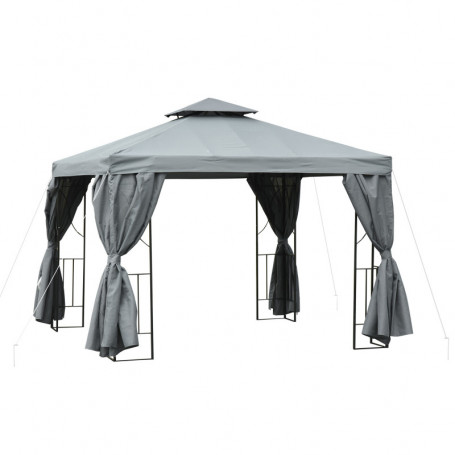 Pavilion 2,95 x 2,95 m med Sidopaneler Mörkgrå