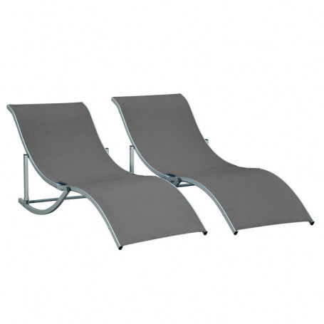 Ergonomisk Solstolar 2-pack Mörkgrå, 165 x 61 x 63 cm