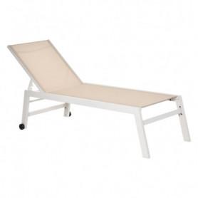 Solsäng med Hjul Aluminiumram & Nättyg, 202 x 65 x 43 cm