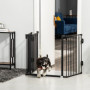 Hundgrind Hopfällbar 3 Panelar Automatisk Dörr Svart 202,5 x 76 cm