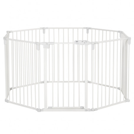 Hundhage med Dörr / Eldstadskydd Flexibel 8 Panelar x 60 x 76 cm Vit