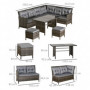 Loungegrupp Hörnsoffa med 2 Pallar, Bord för 7 Personer Rotting Grå...
