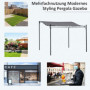 Pergola med Böjt Tak och Vattenavledning 297 x 297 cm Grå